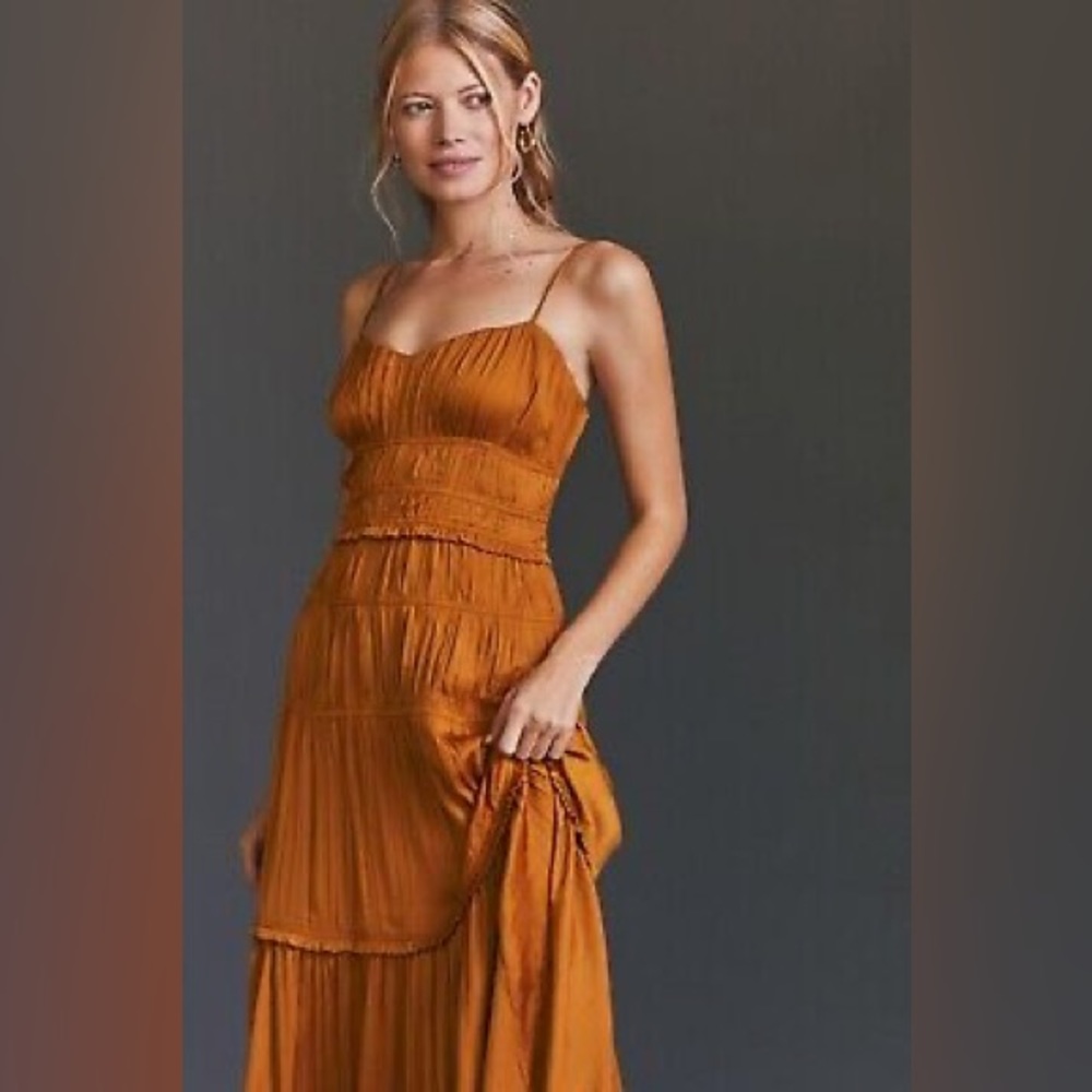 65. Anthropologie Ruched Slip Dress